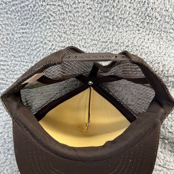 Vintage Brent Ontario Canada Snapback Hat Brown Mesh Trucker Camping Moose 90s - Picture 5 of 7